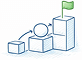 Illustration of building blocks with a flag